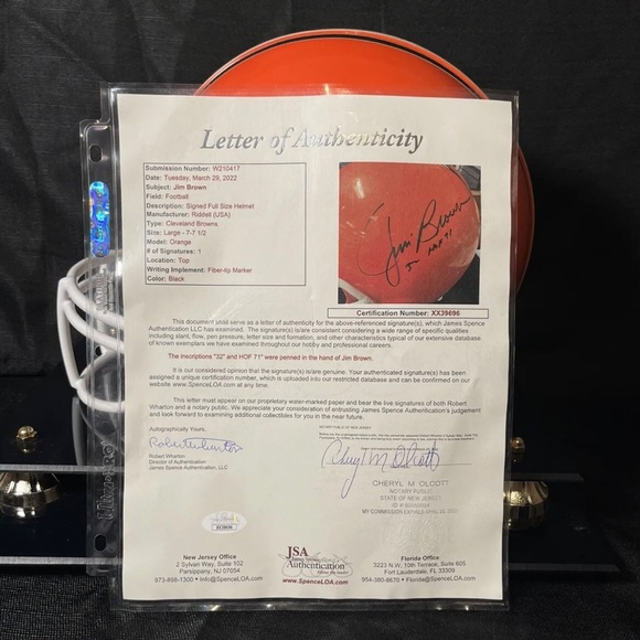 Jim Brown Autographed Cleveland Browns Full Size Riddell Helmet - Picture 2 of 4